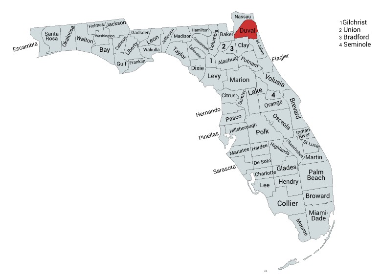 Crime map of Duval County
