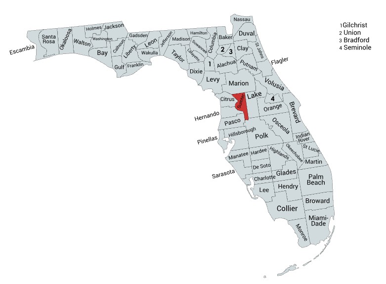 Crime map of Sumter County